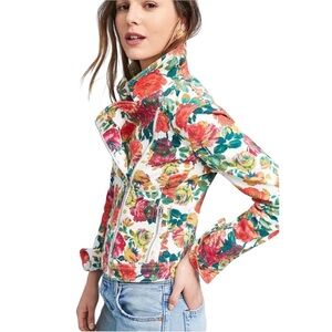 Pilcro x The Letterpress by Anthropologie Floral Denim Moto Jacket